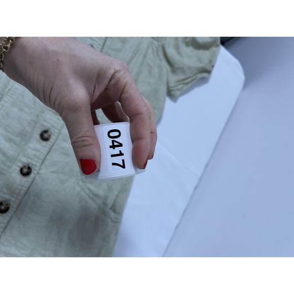 Madewell Linen Milkmaid Dress Full Button Puff Sleeves Green Size 2 Womens Boho - Picture 8 of 8